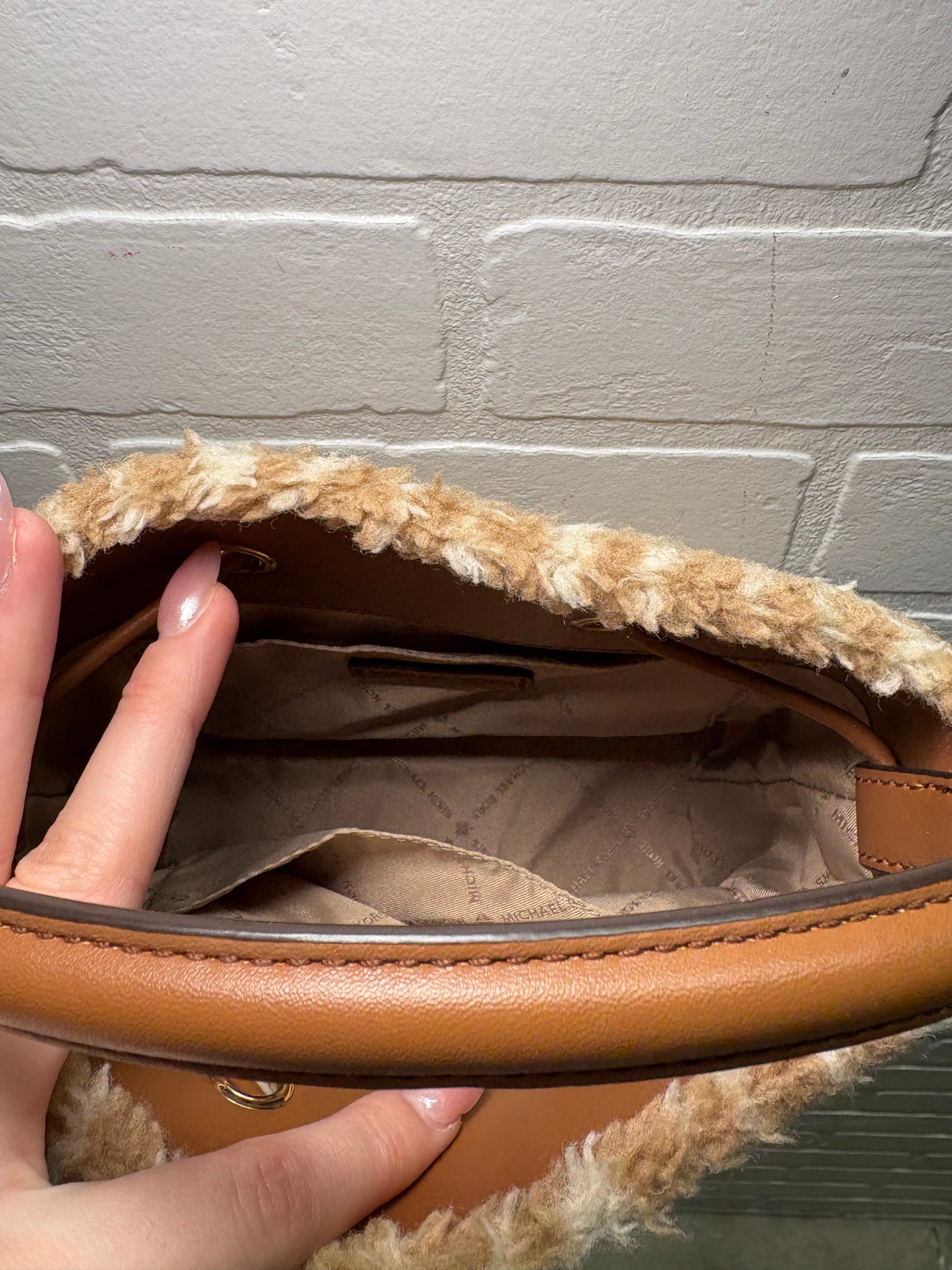 Michael Kors Shearling Check Crossbody Bag