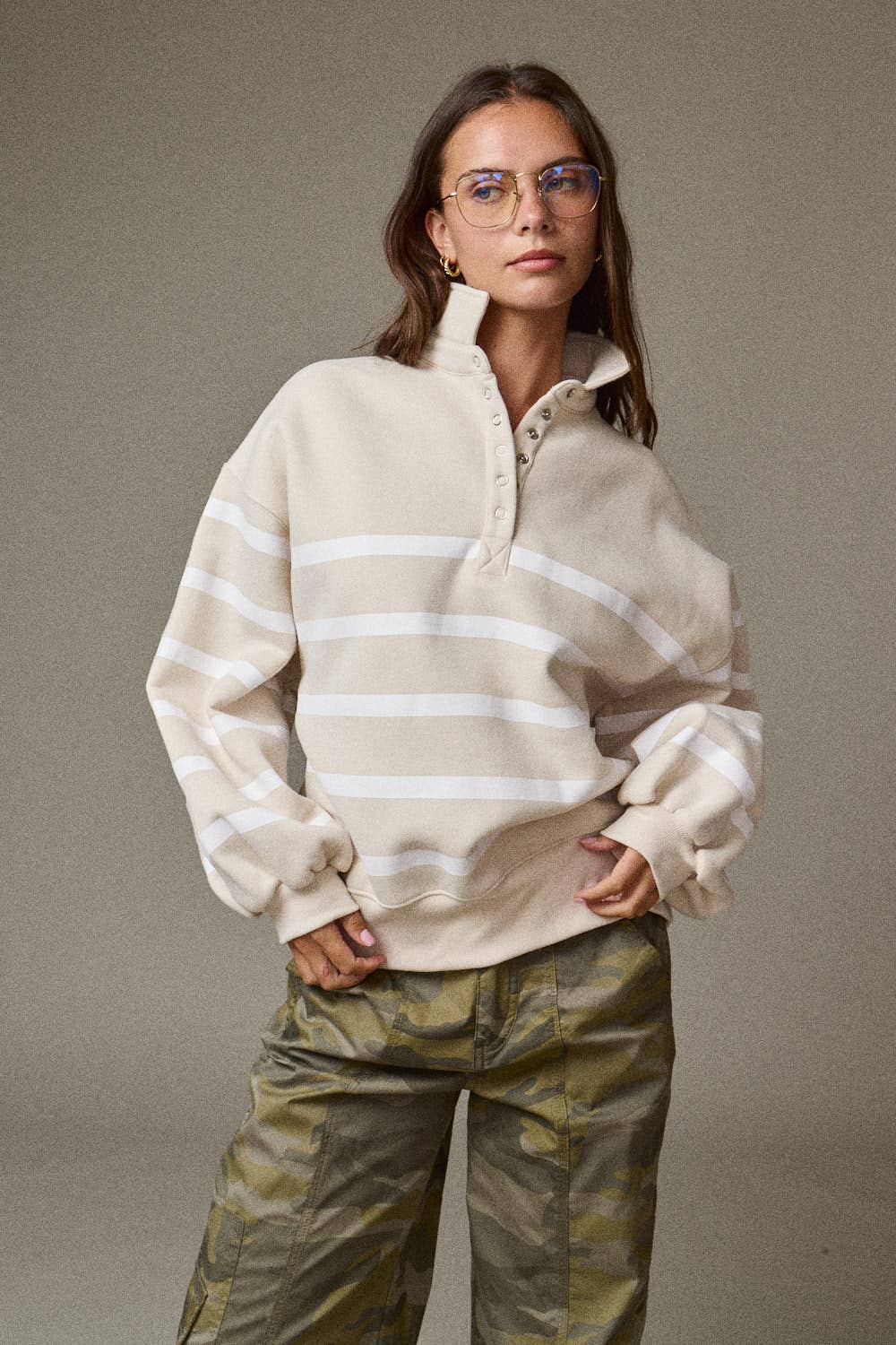 Papermoon - PT50478 - Addison Stripe Pullover: Pink/White / S-M-L (3-2-1)
