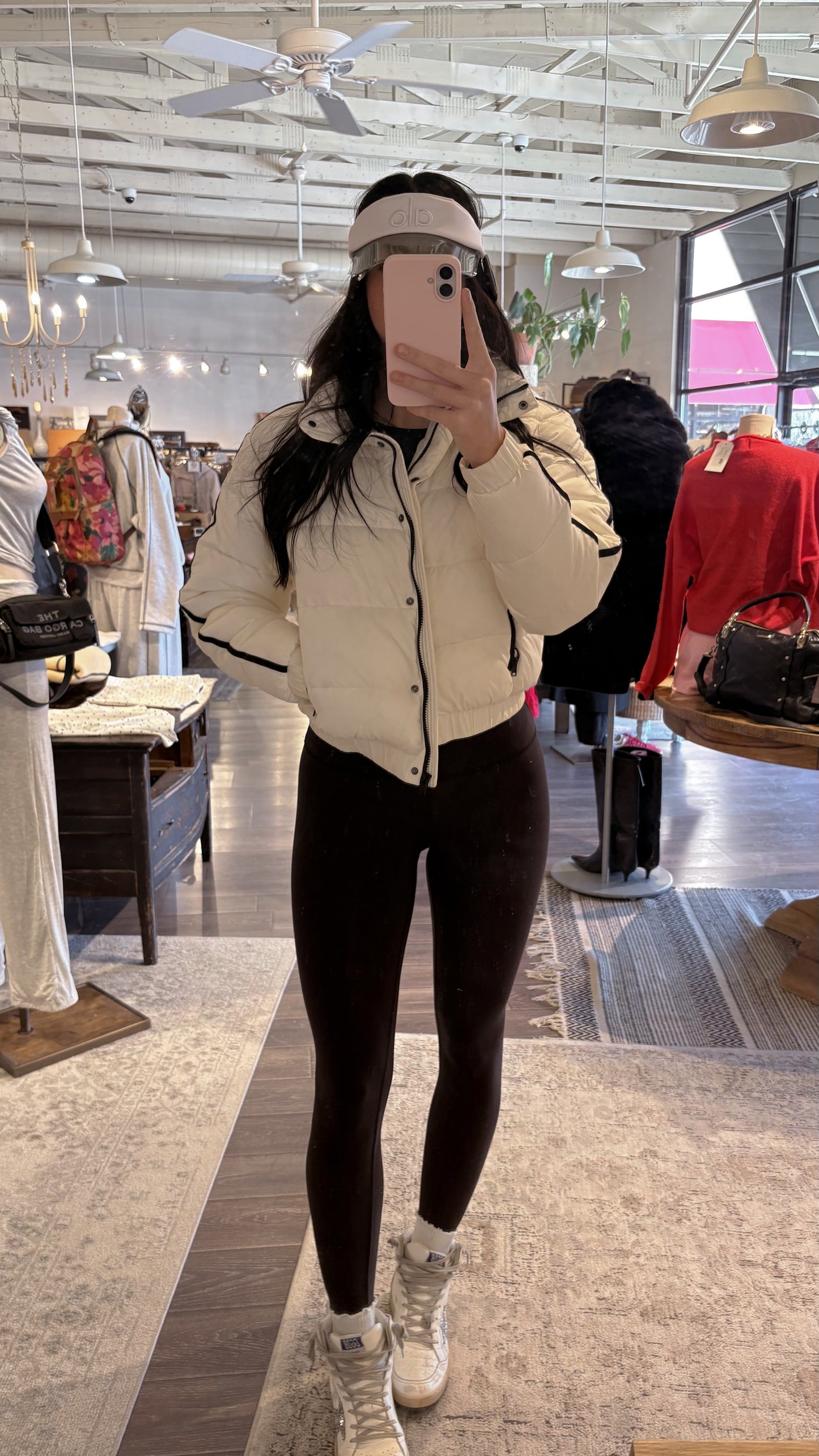 Valentine’s Day Alo Yoga White Puffer Jacket & Visor Gift Bundle