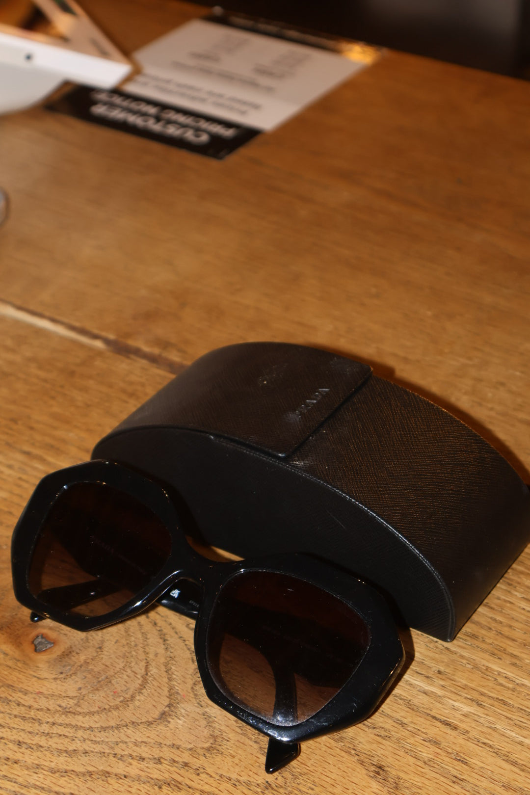 Prada Oversized Geometric Black Sunglasses