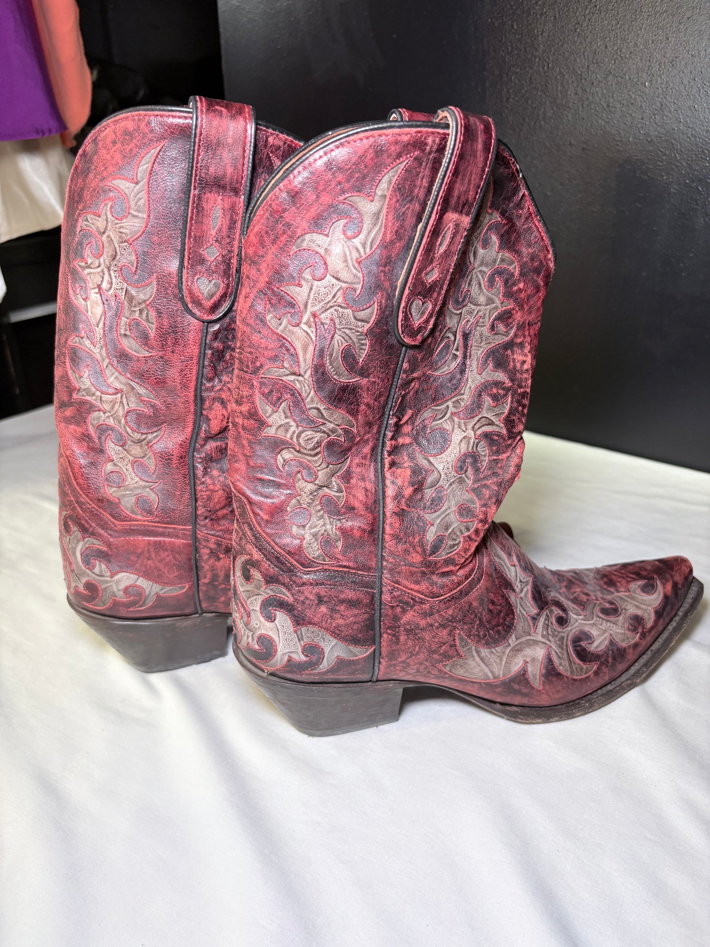 Dan Post Red Tooled Leather Western Boots