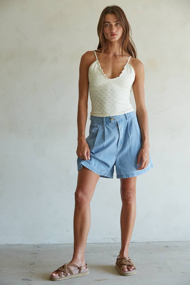 By Together - S1236N | Seamless Knit Nylon Spandex Eyelet Merrow Edge Cami: Light Lilac / ML