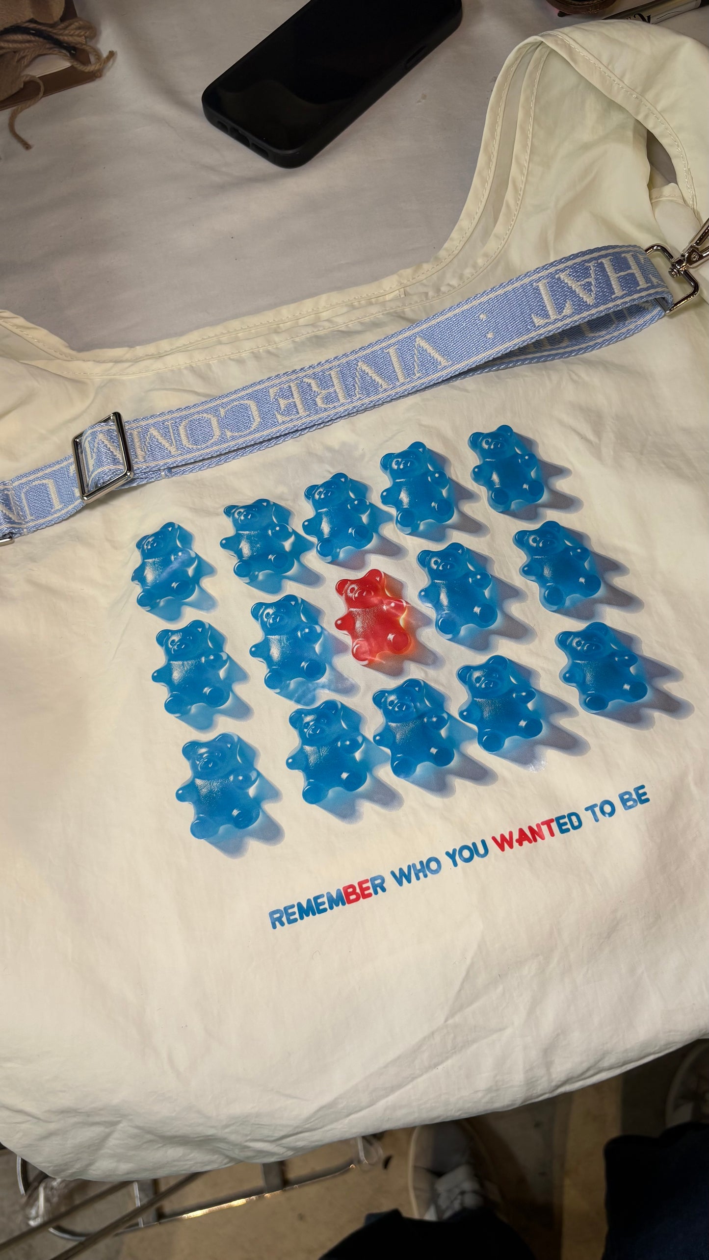 Toby Black “Remember Who You Wanted To Be” Gummy Bear Canvas Tote Bag