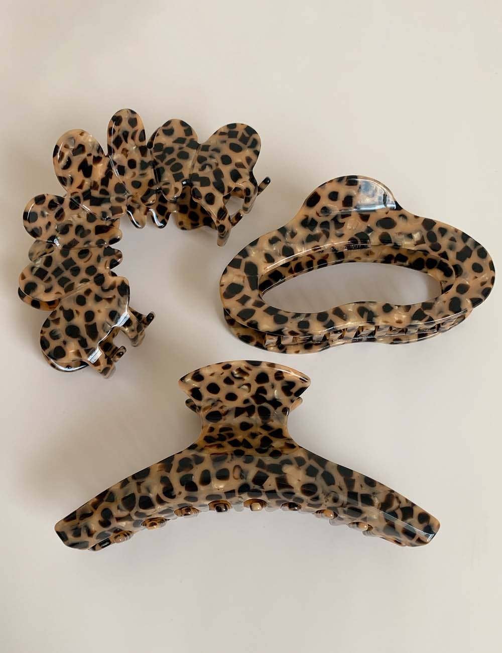 Dipped Shop - Leopard Print Hollow Geometric Acetate Hair Claw DP25F993: 3#