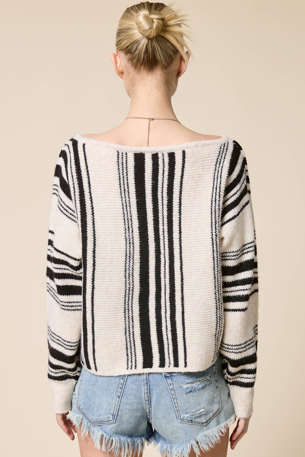 Mimosa - Striped Off Shoulder Knit Sweater: Dijon / L