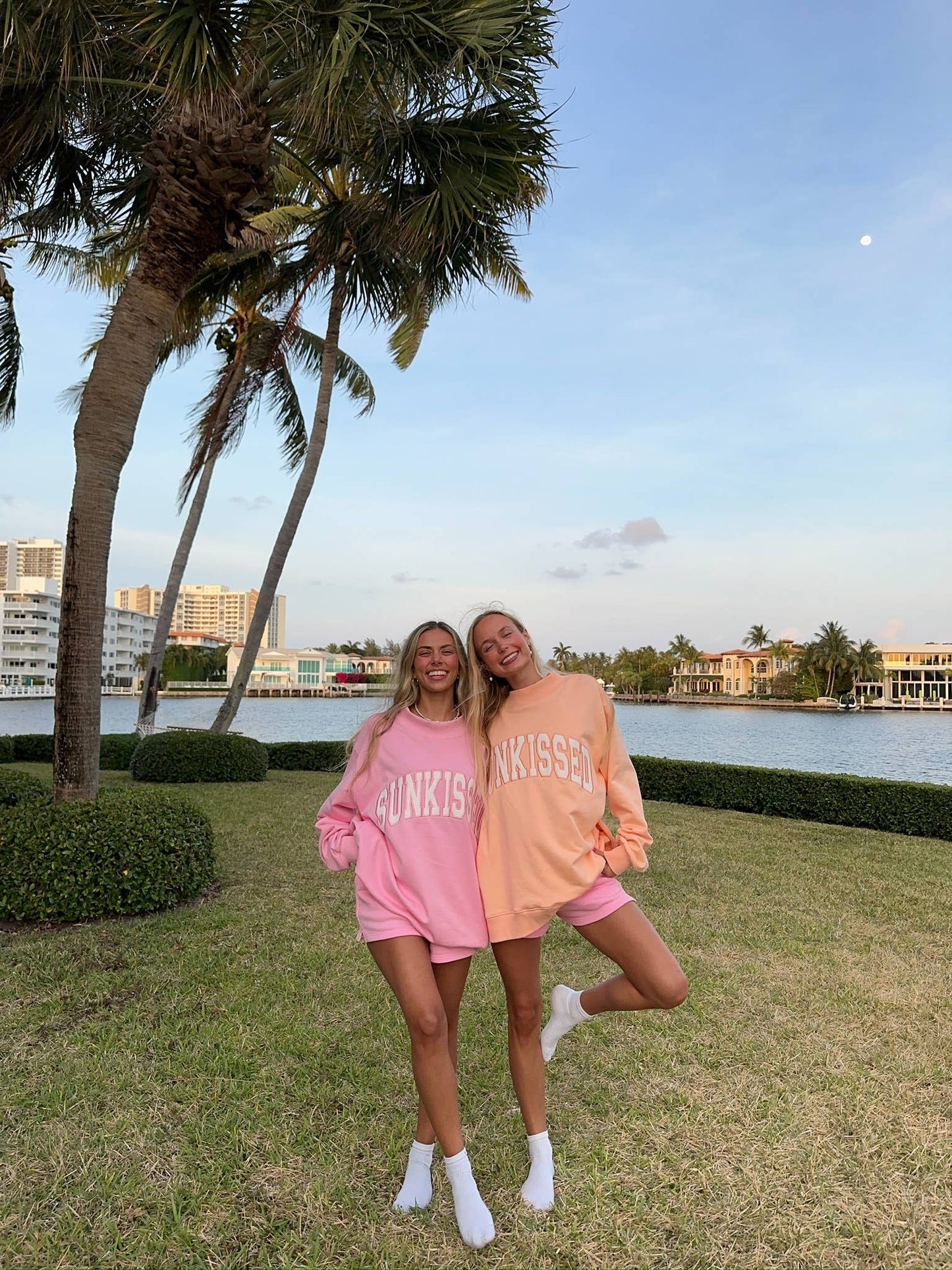 Sunkissed Coconut - Lottie Pink Varsity Sunkissed Embroidered Mockneck Sweatshirt 100% Cotton: Lottie Pink / Small