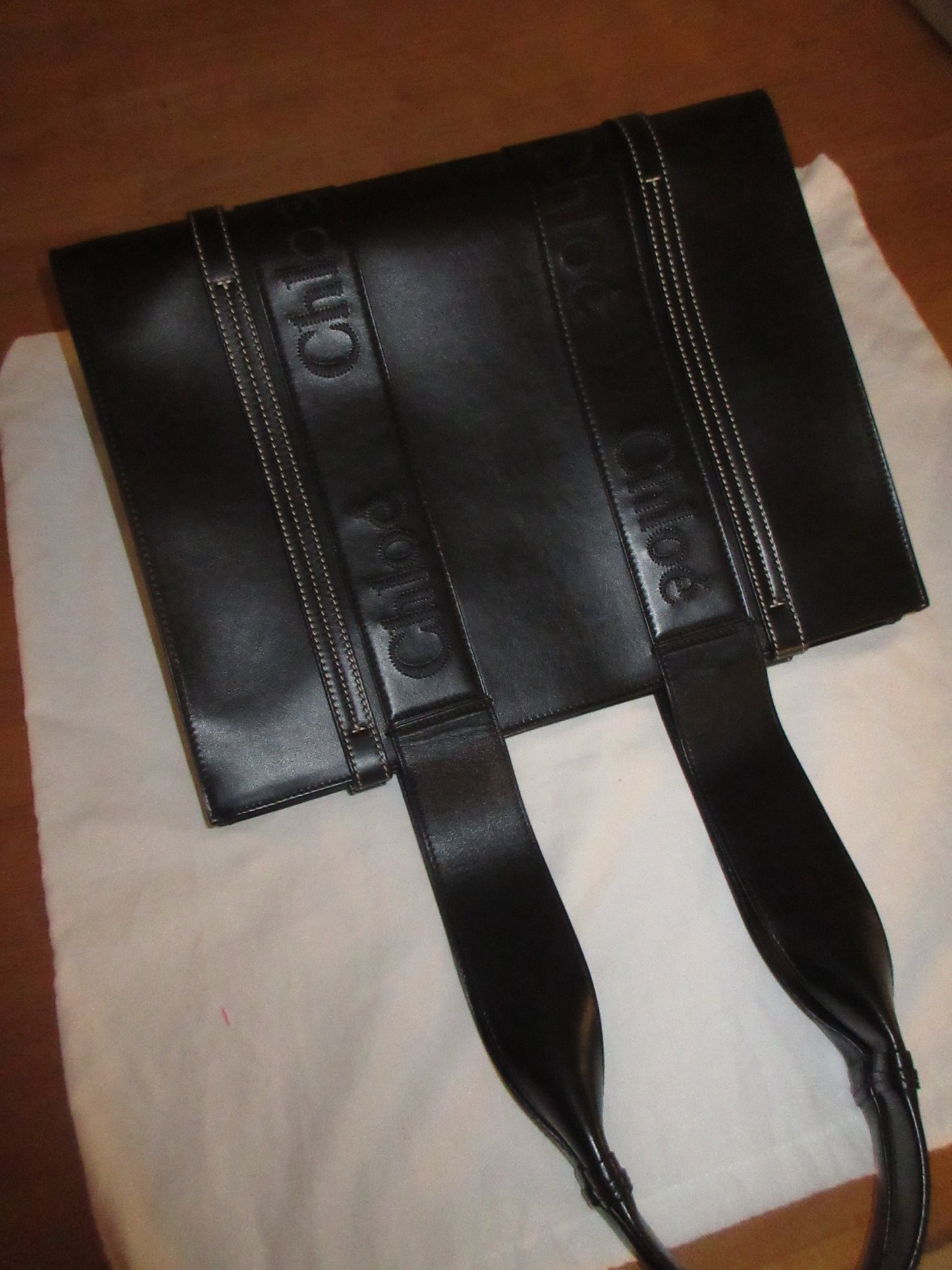 Chloé Woody Medium Leather Tote – Black Calfskin