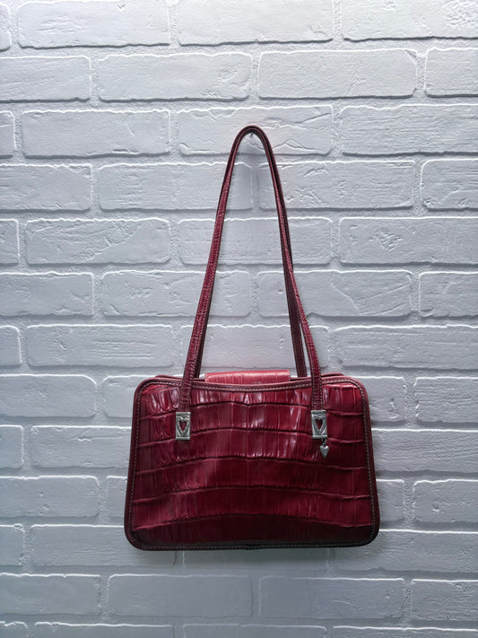 Brighton Red Croc-Embossed Leather Shoulder Bag