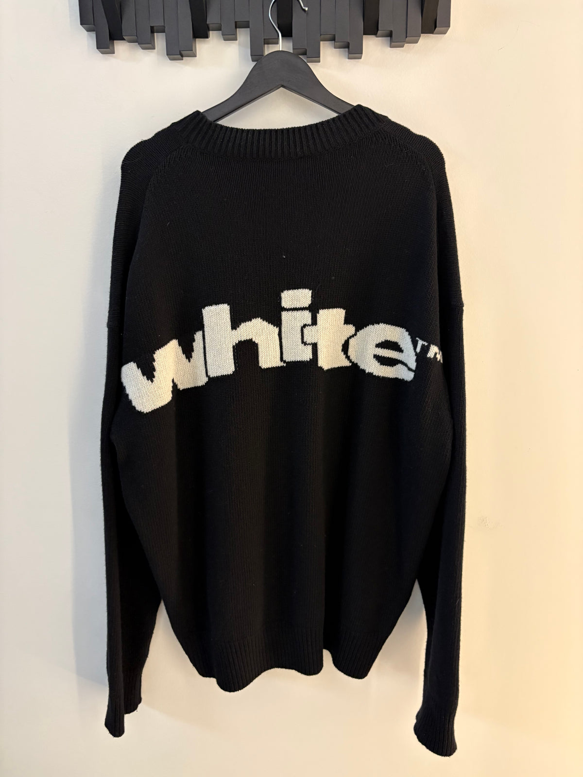 Off-White Shared Logo Wool Blend Sweater Black Cream