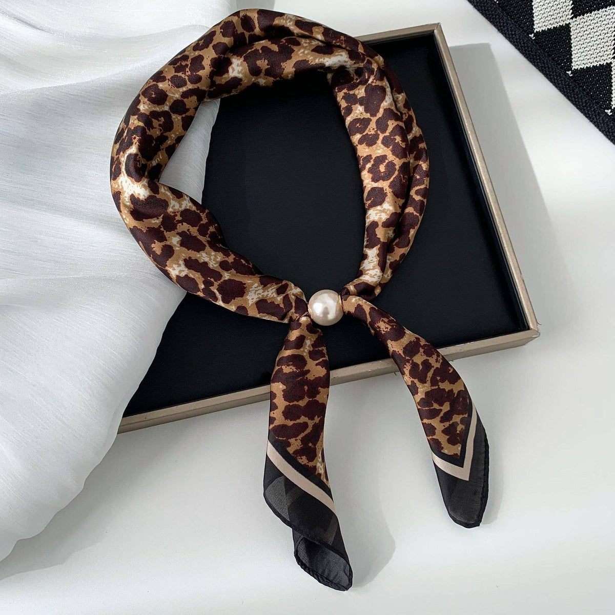MKS America - Elegant Printed Pearl Magnetic Clasp Scarf: NO-5 / M