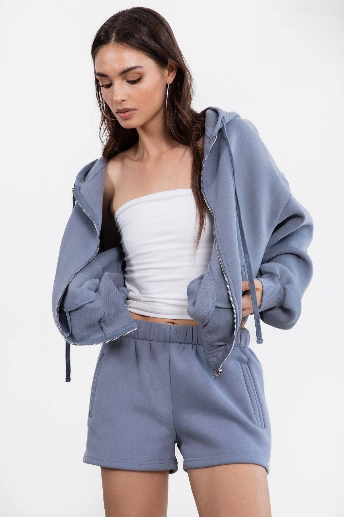 TICTOC - MOMO Plush Fleece Lounge High Waist Fleece Shorts: Blush / 3 SMALL 2 MEDIUM 1 LARGE