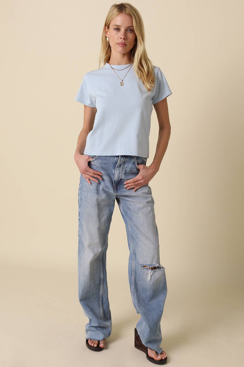 Olivaceous - Maia Classic Crewneck T-Shirt: White / Contemporary / S