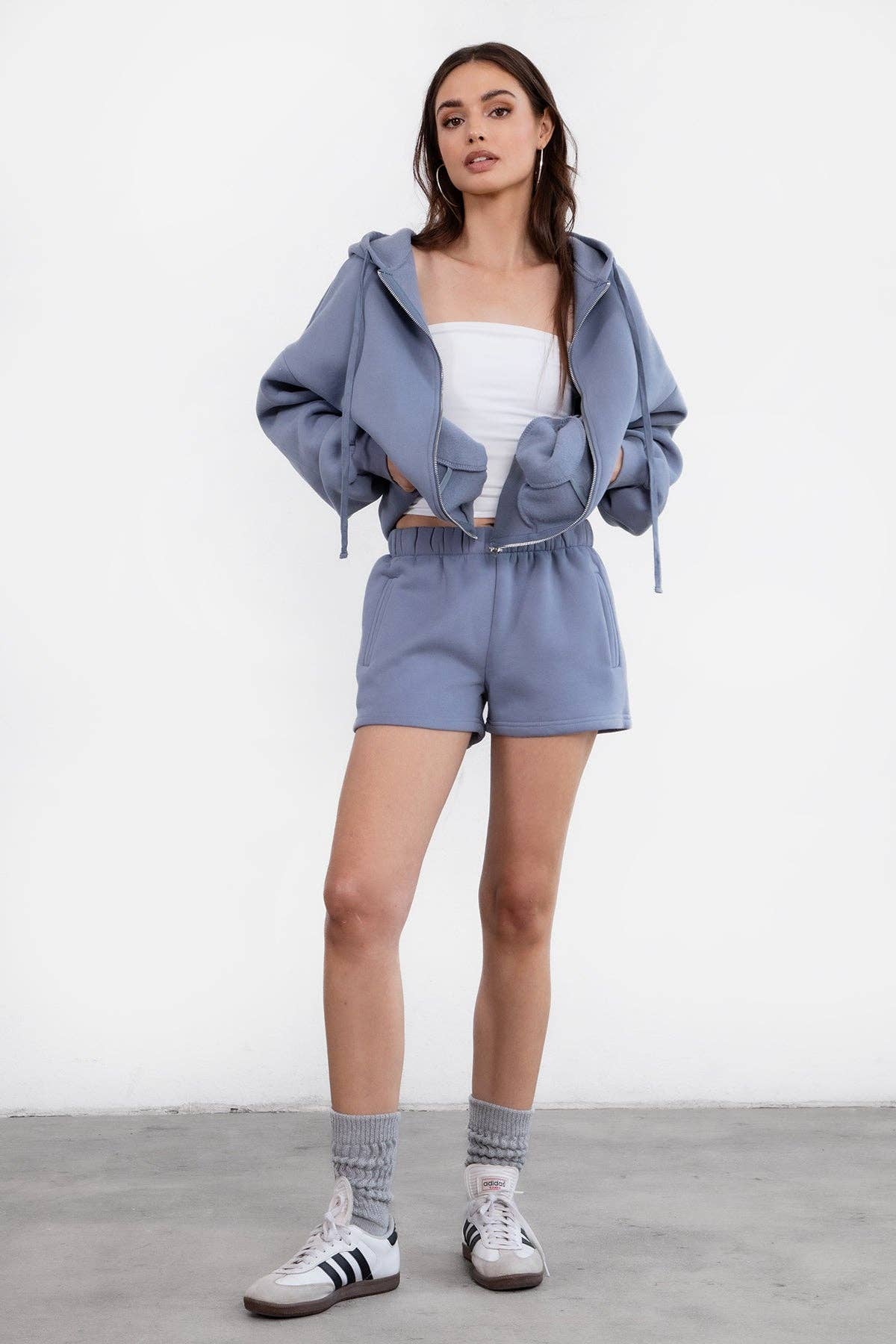 TICTOC - MOMO Plush Fleece Lounge High Waist Fleece Shorts: Blush / 3 SMALL 2 MEDIUM 1 LARGE
