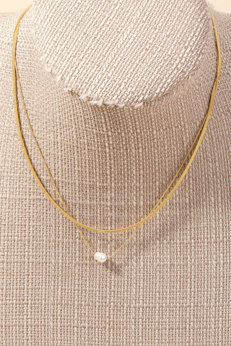 Anarchy Street - Vintage Gold Pearly Charm Layered Necklace: G