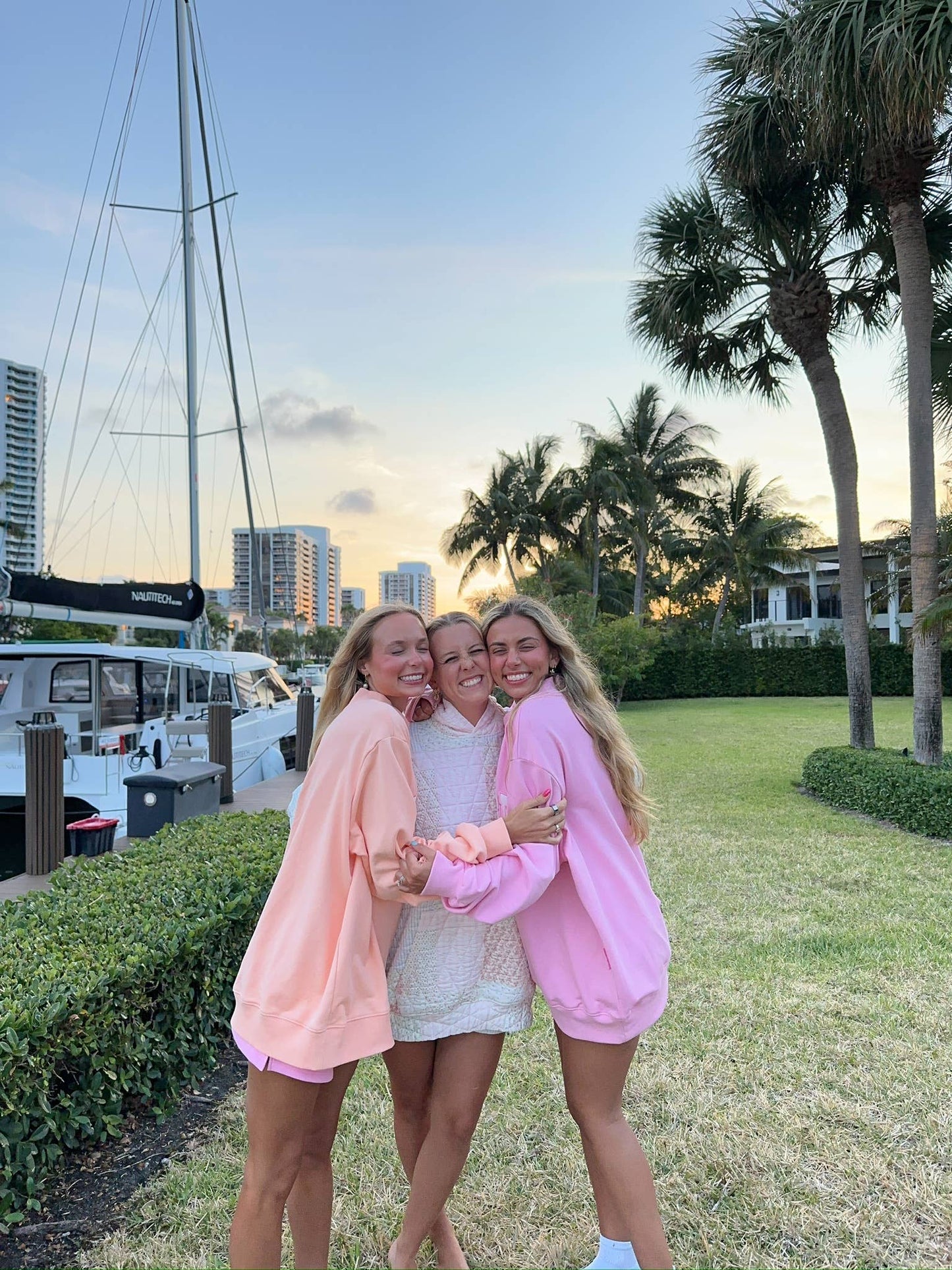Sunkissed Coconut - Lottie Pink Varsity Sunkissed Embroidered Mockneck Sweatshirt 100% Cotton: Lottie Pink / Small