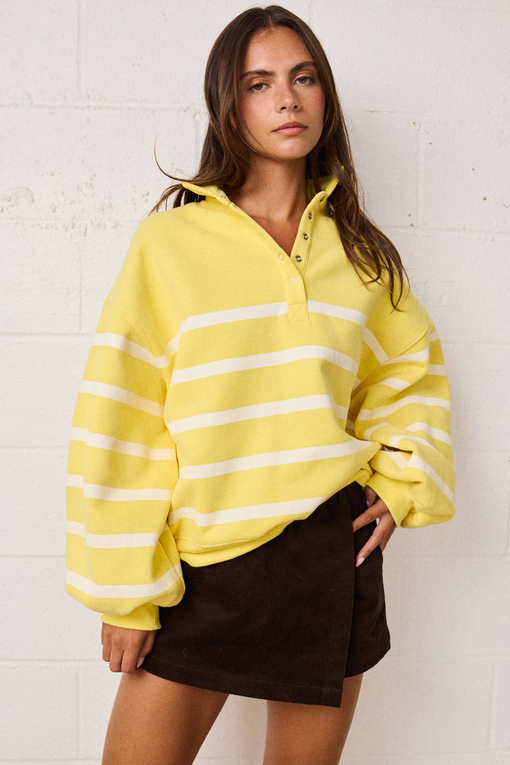 Papermoon - PT50478 - Addison Stripe Pullover: Pink/White / S-M-L (3-2-1)
