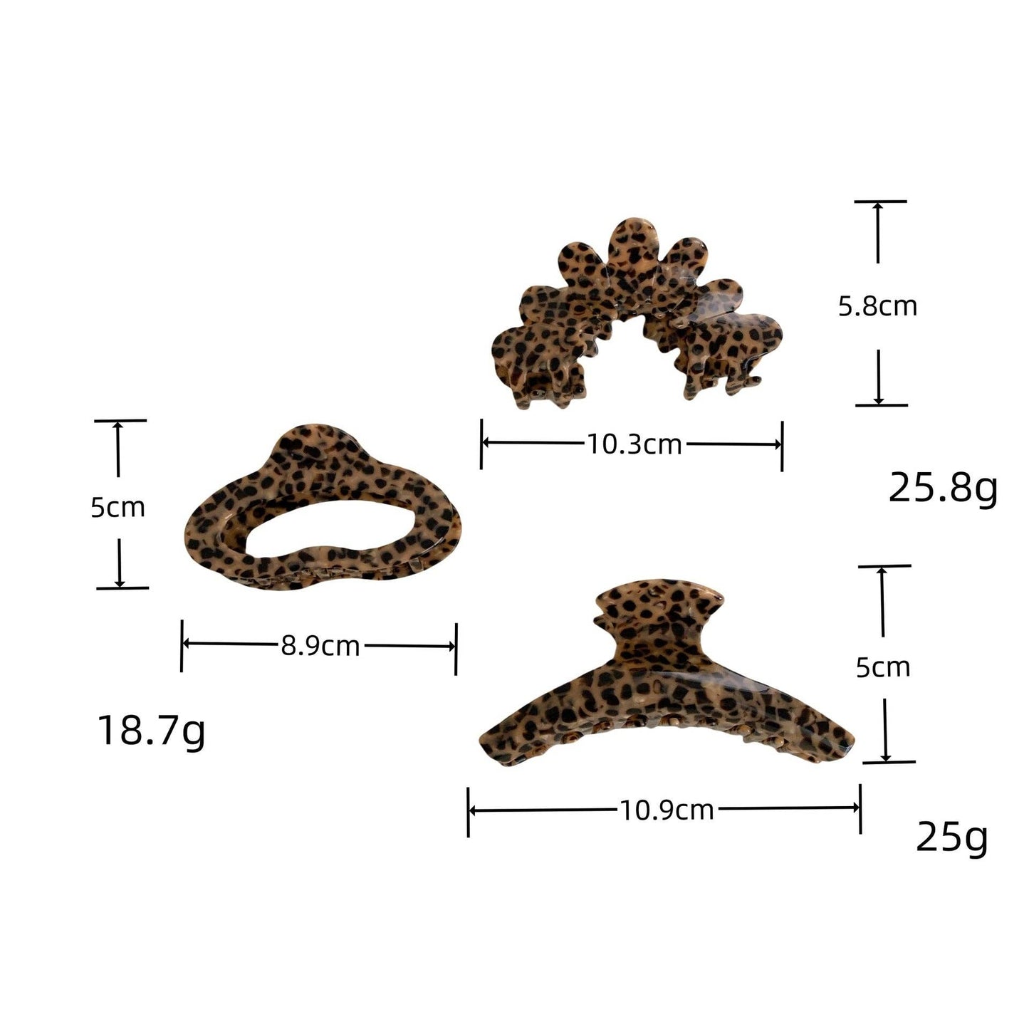 Dipped Shop - Leopard Print Hollow Geometric Acetate Hair Claw DP25F993: 3#