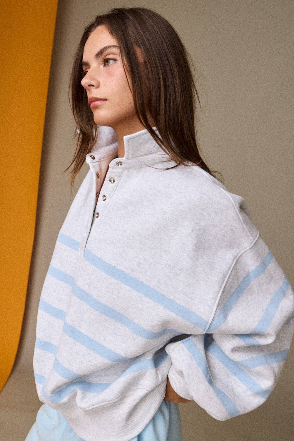 Papermoon - PT50478 - Addison Stripe Pullover: Pink/White / S-M-L (3-2-1)