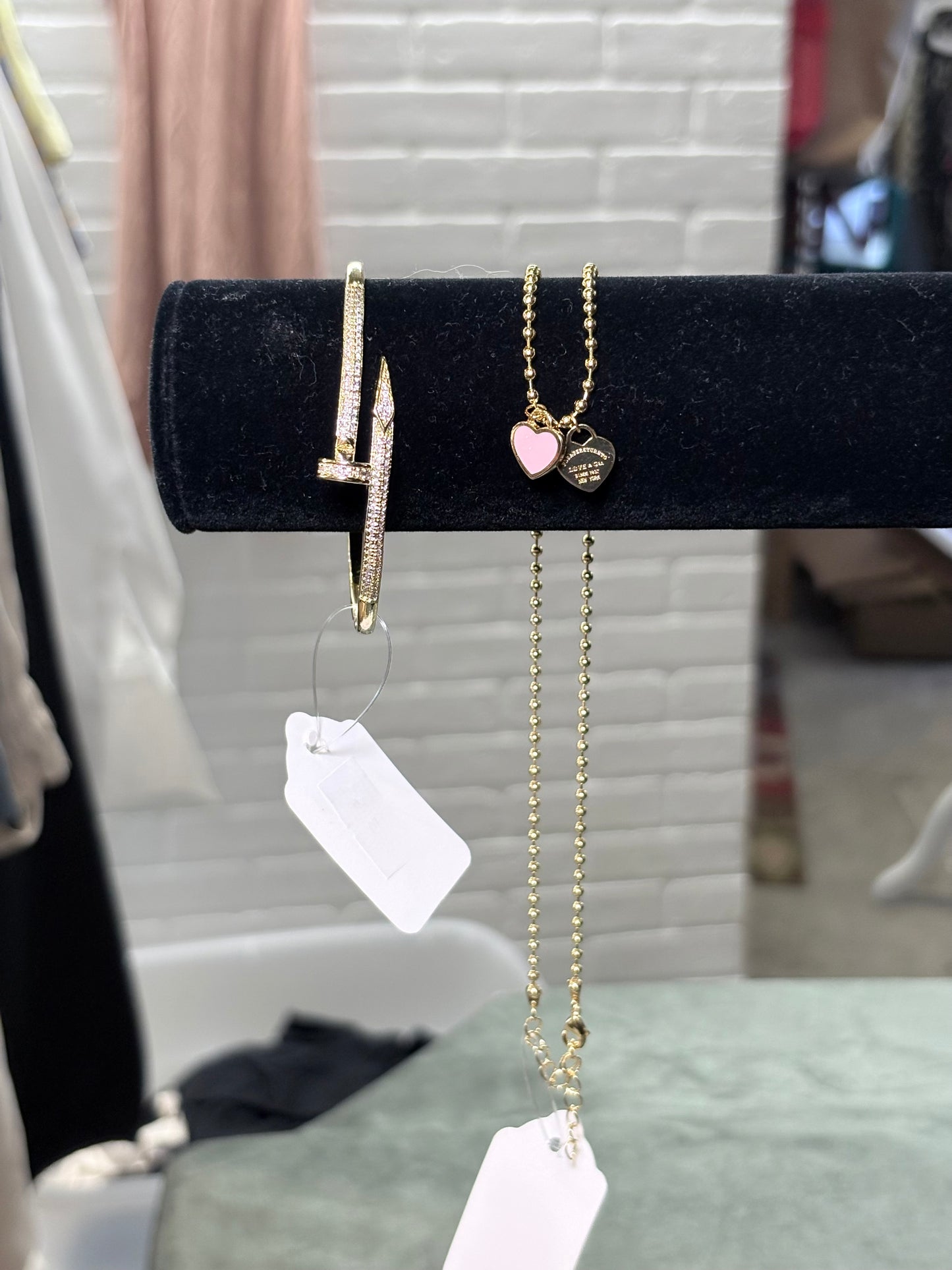 Valentine’s Day Pink Heart Gold Jewelry Gift Bundle