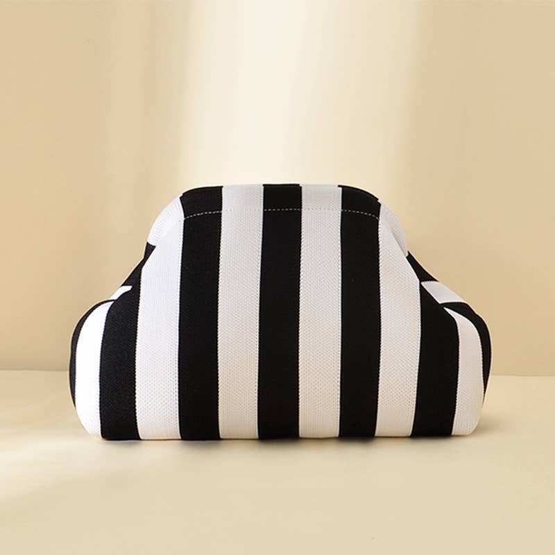 MKS America - Stripe Knit Cosmetic Bag Geo Pattern Storage Clutch: JRed / M