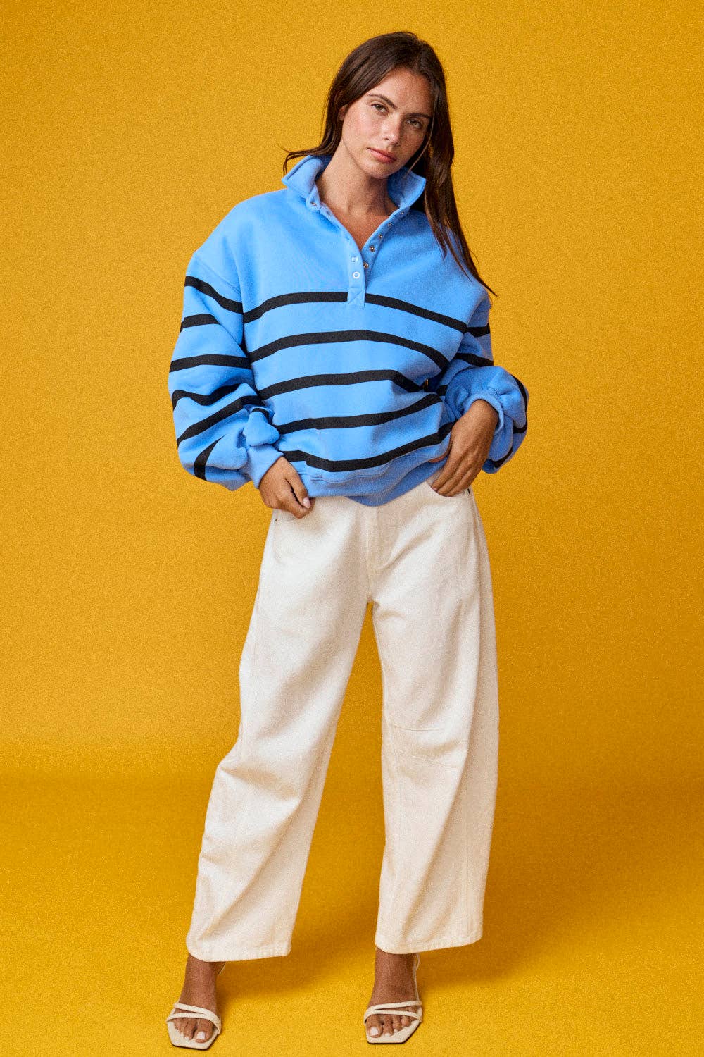 Papermoon - PT50478 - Addison Stripe Pullover: Pink/White / S-M-L (3-2-1)