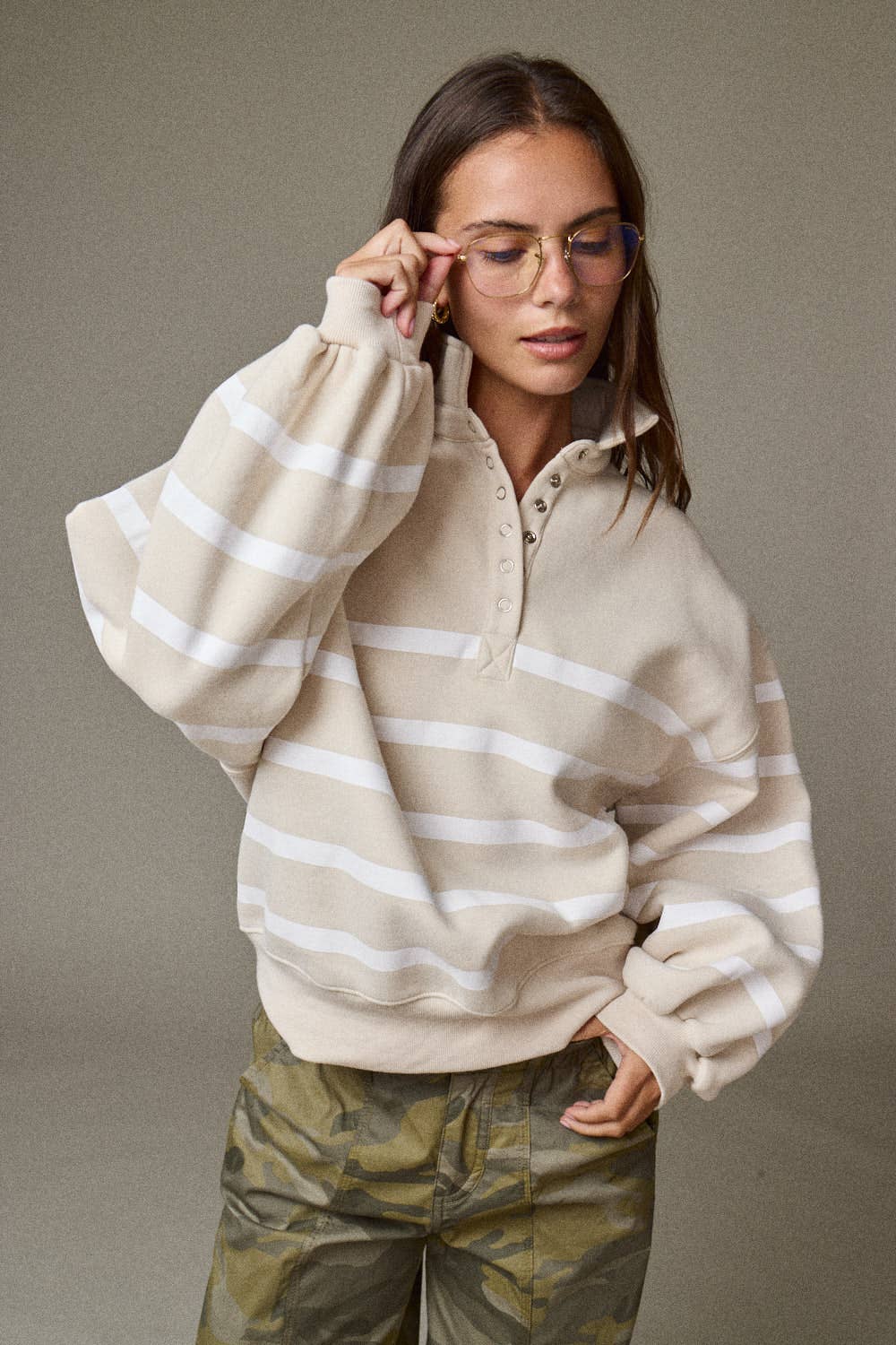 Papermoon - PT50478 - Addison Stripe Pullover: Pink/White / S-M-L (3-2-1)