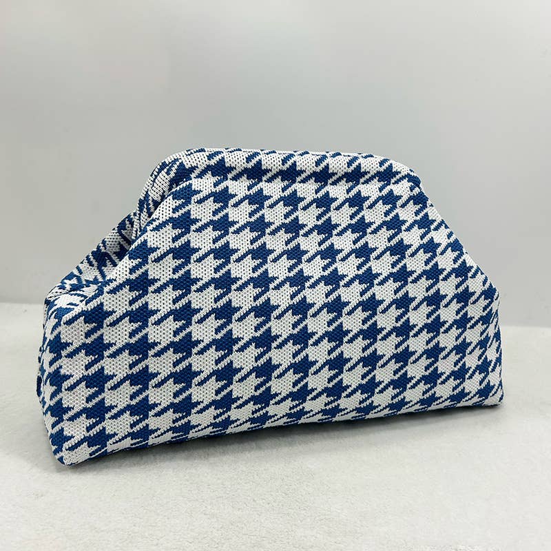 MKS America - Stripe Knit Cosmetic Bag Geo Pattern Storage Clutch: JRed / M
