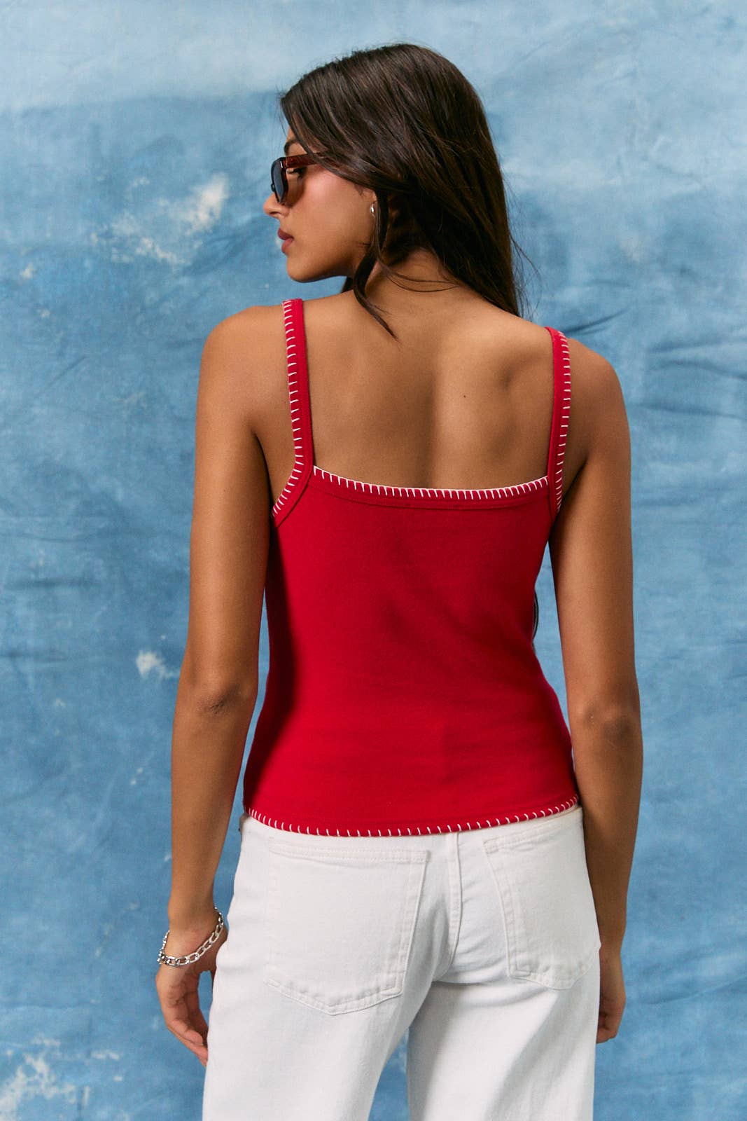 LE LIS - TANK TOP WITH AMERICAN FLAG ON FRONT: White / XS