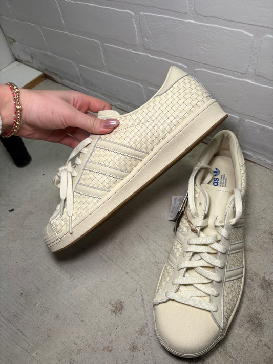 Adidas Superstar Woven Leather Cream Shell Toe Sneakers