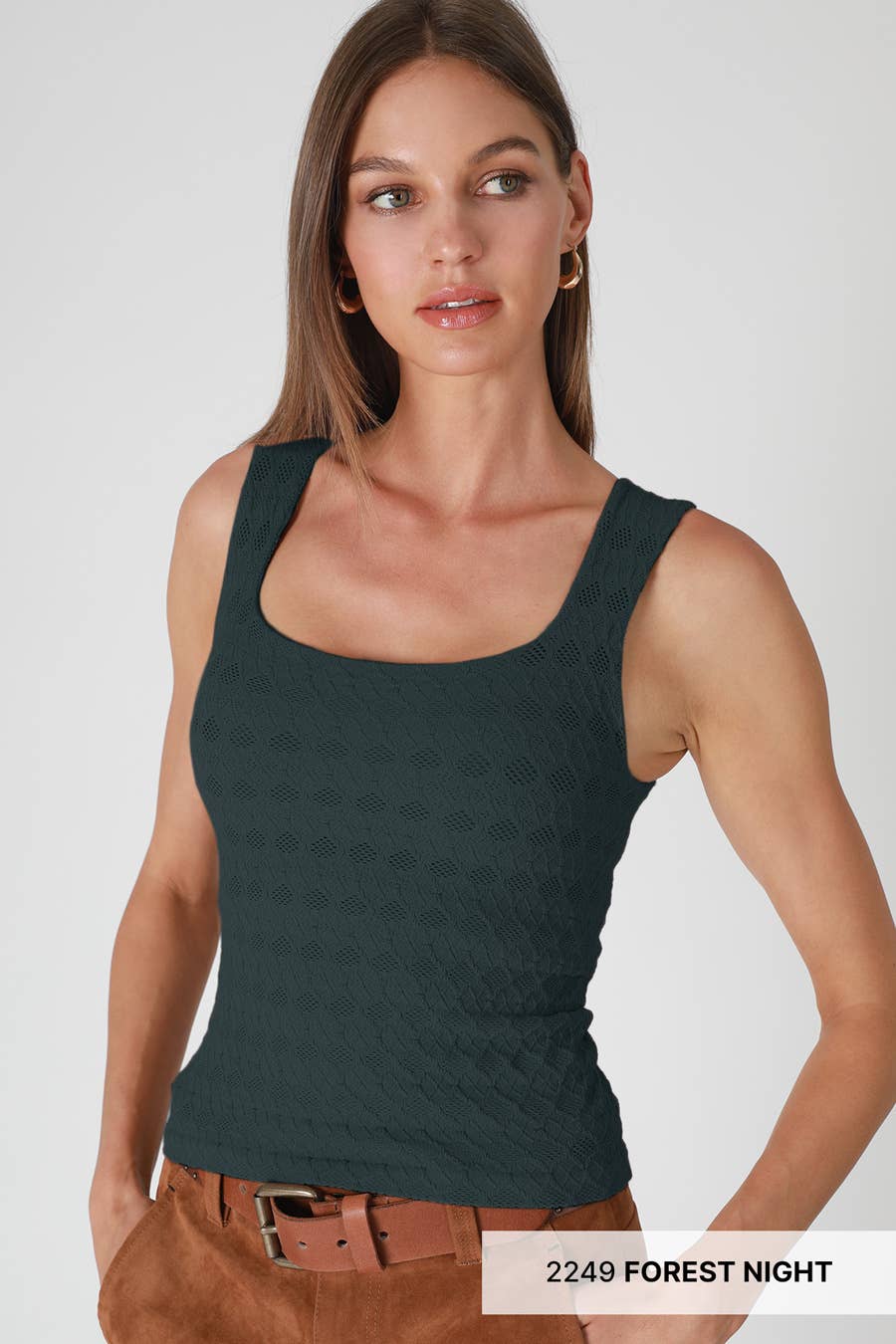 NIKIBIKI - NS8460 - Lace Textured Square Top: 2253 Pale Banana