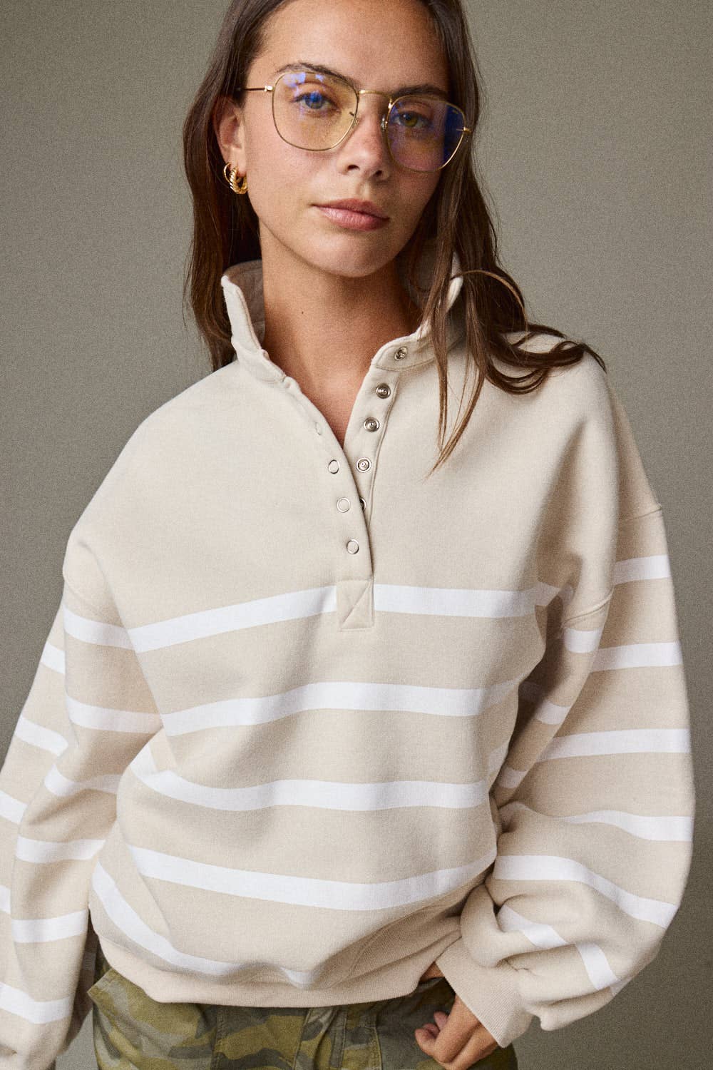 Papermoon - PT50478 - Addison Stripe Pullover: Pink/White / S-M-L (3-2-1)