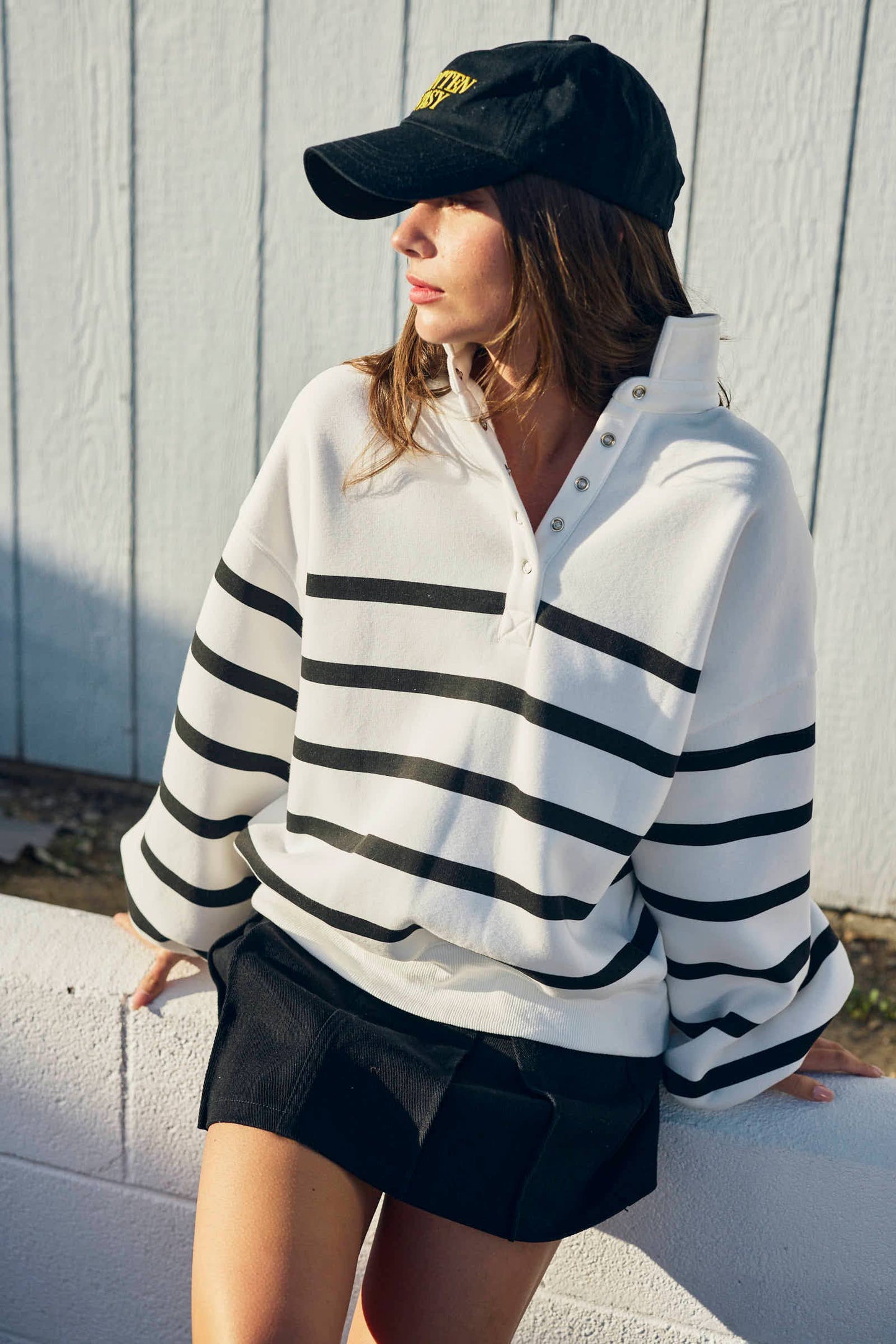 Papermoon - PT50478 - Addison Stripe Pullover: Pink/White / S-M-L (3-2-1)