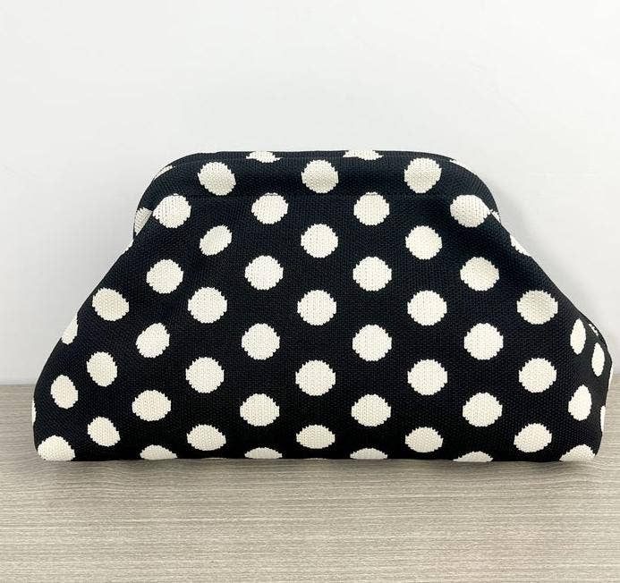 MKS America - Stripe Knit Cosmetic Bag Geo Pattern Storage Clutch: JRed / M