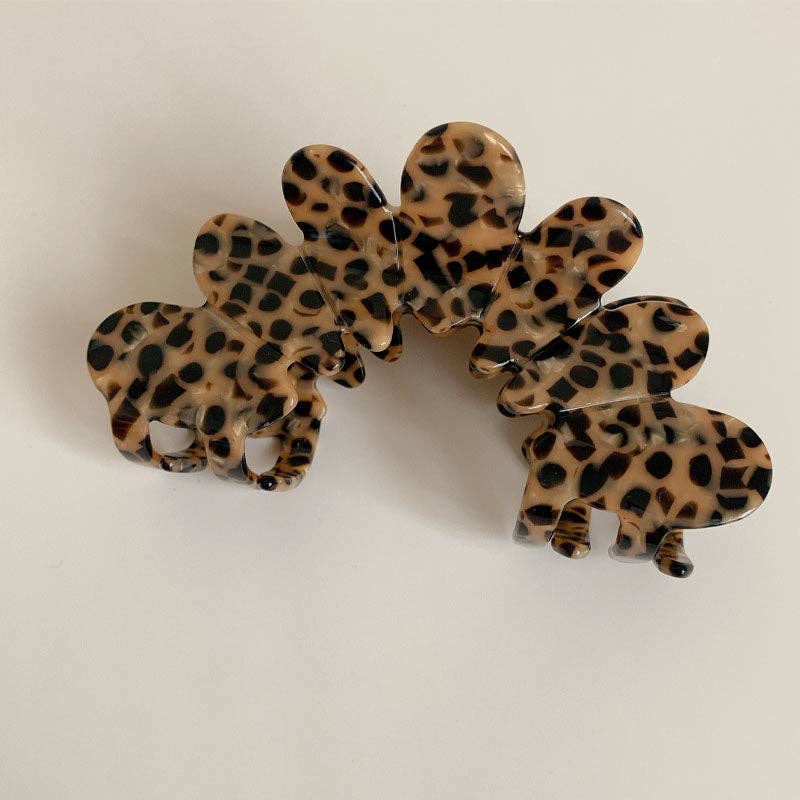 Dipped Shop - Leopard Print Hollow Geometric Acetate Hair Claw DP25F993: 3#