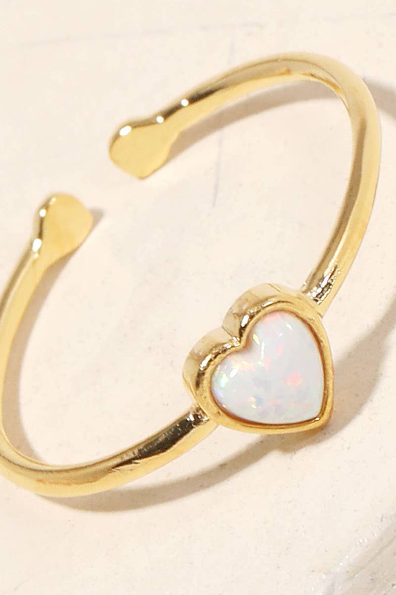 Anarchy Street - Opal Heart Adjustable Ring: G