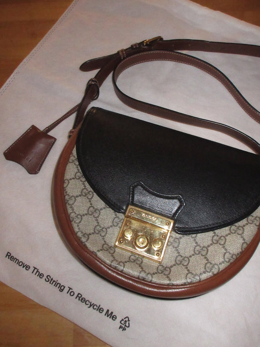 Gucci GG Supreme Canvas & Leather Half Moon Crossbody