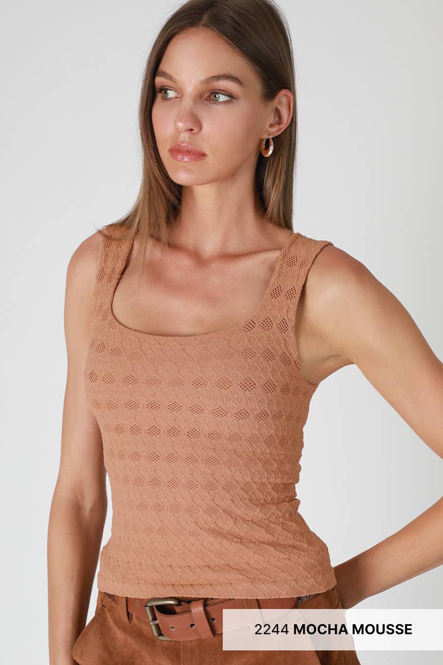 NIKIBIKI - NS8460 - Lace Textured Square Top: 2253 Pale Banana