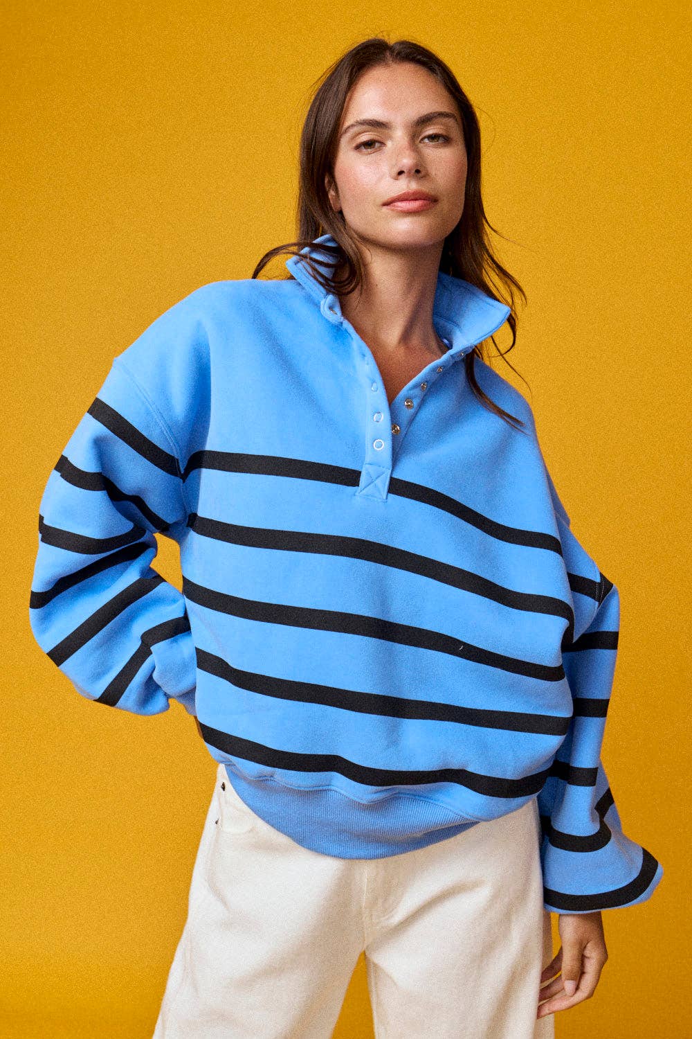 Papermoon - PT50478 - Addison Stripe Pullover: Pink/White / S-M-L (3-2-1)