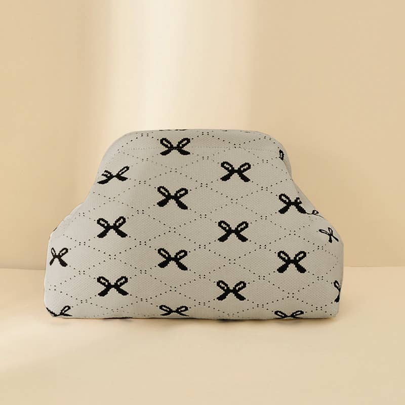 MKS America - Stripe Knit Cosmetic Bag Geo Pattern Storage Clutch: JRed / M