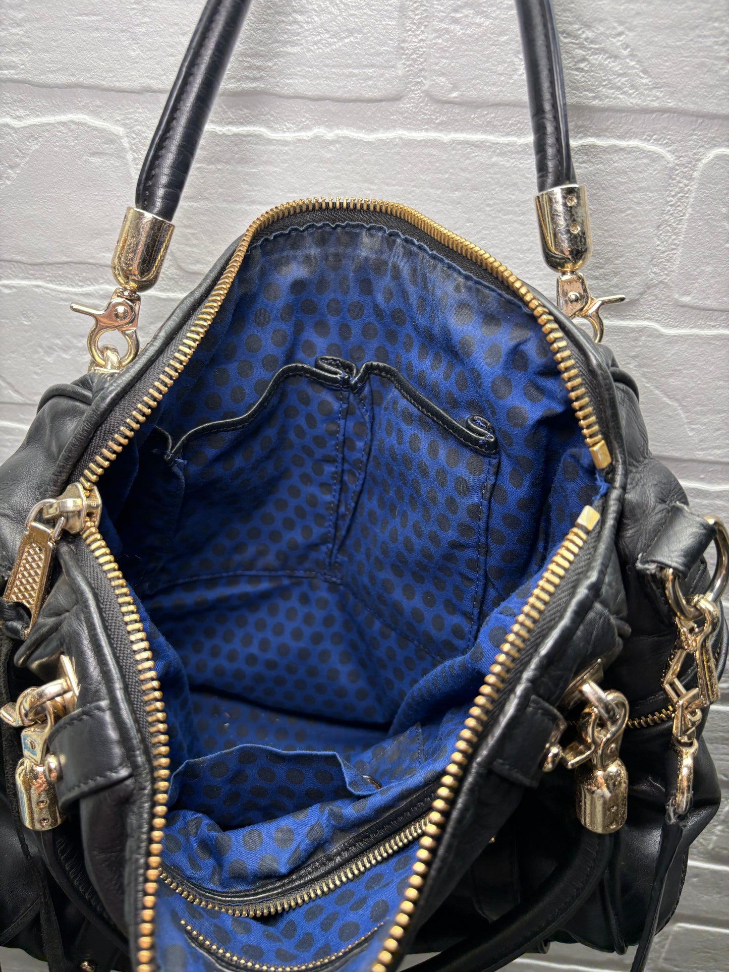 Rebecca Minkoff Black Leather Zip-Detail Satchel