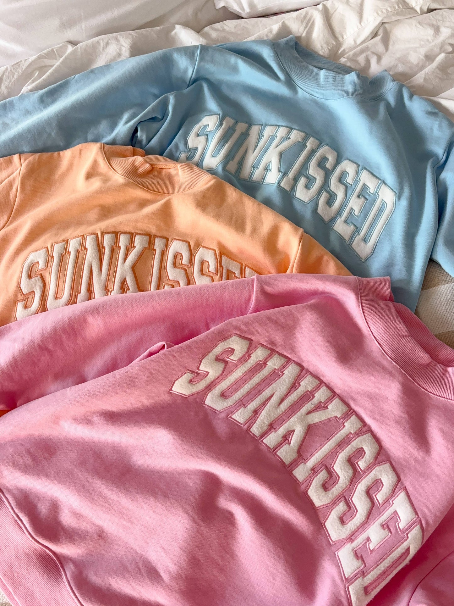 Sunkissed Coconut - Lottie Pink Varsity Sunkissed Embroidered Mockneck Sweatshirt 100% Cotton: Lottie Pink / Large