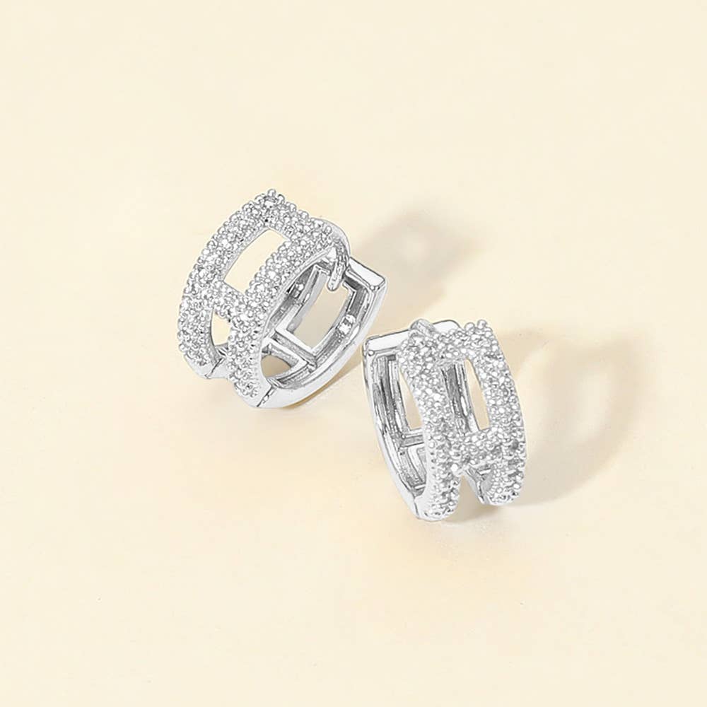 Sensibling Corp. - 14K Gold Dipped CZ Stone Paved Mini Hoop Earrings: Gold