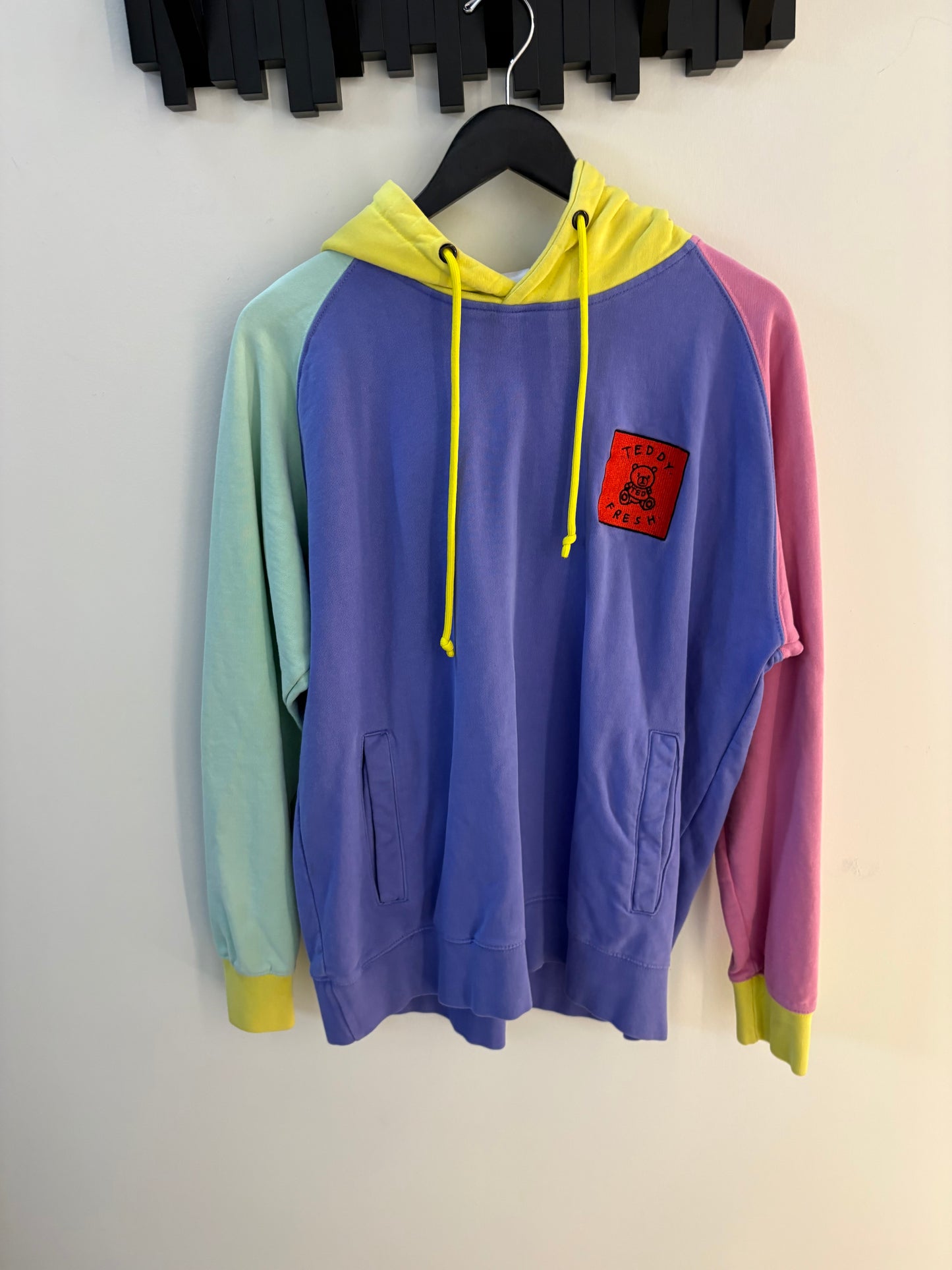 Teddy Fresh Pastel Colorblock Hoodie Purple Pink Mint Yellow