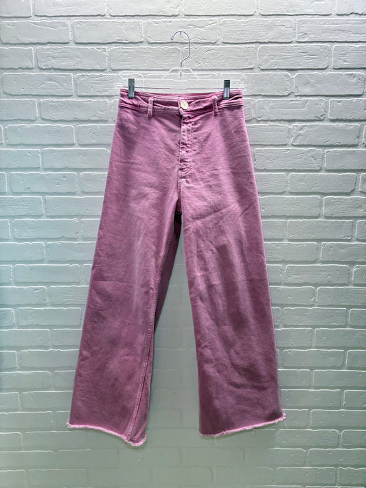 Zara High-Rise Wide-Leg Jeans – Mauve Pink, size 4
