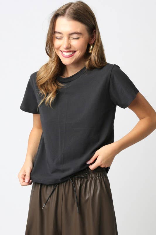 Olivaceous - Maia Classic Crewneck T-Shirt: White / Contemporary / S