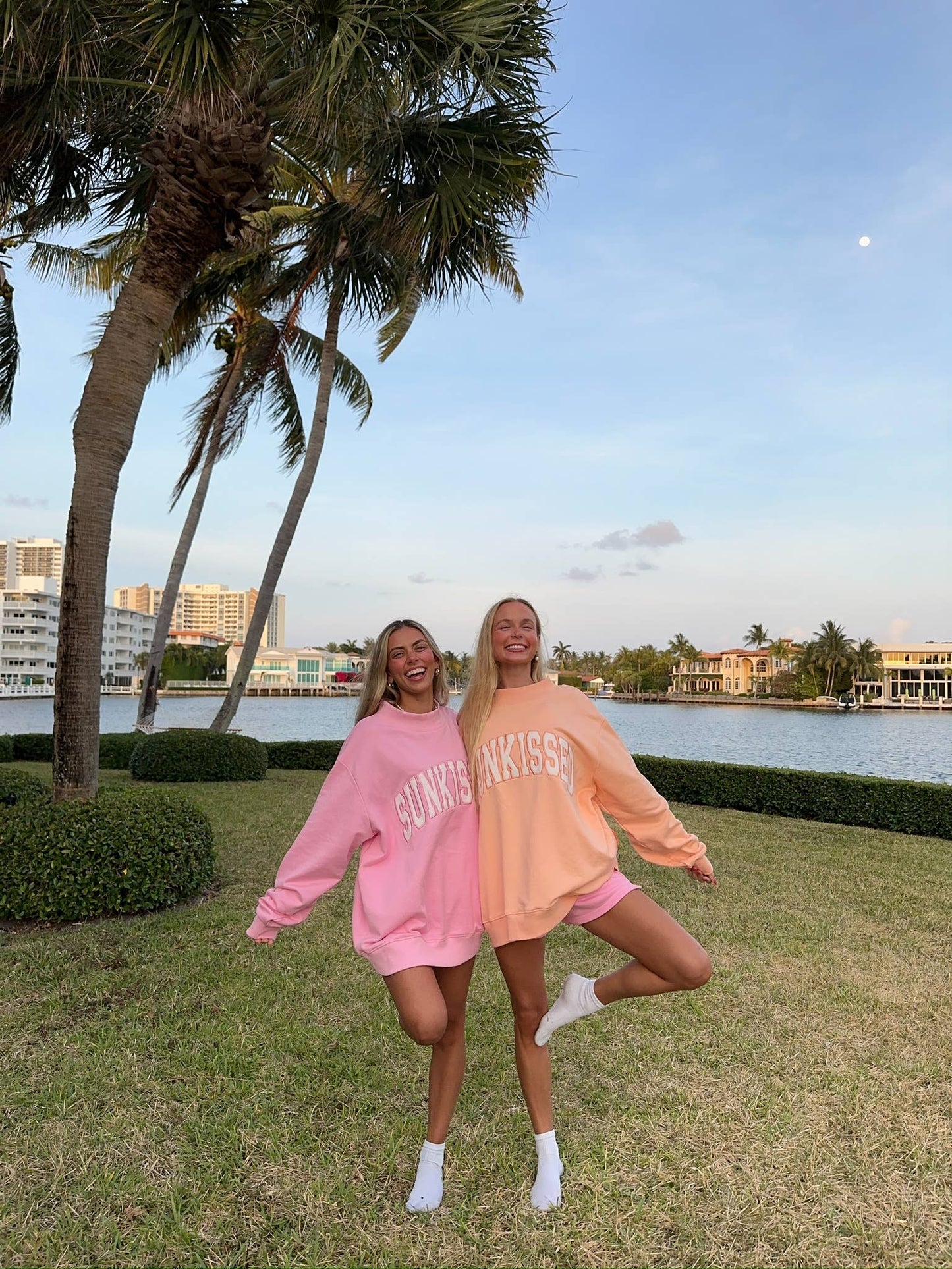 Sunkissed Coconut - Lottie Pink Varsity Sunkissed Embroidered Mockneck Sweatshirt 100% Cotton: Lottie Pink / Small