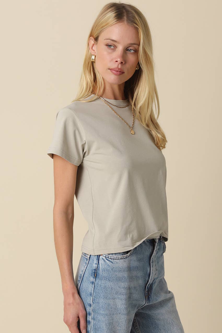 Olivaceous - Maia Classic Crewneck T-Shirt: White / Contemporary / L