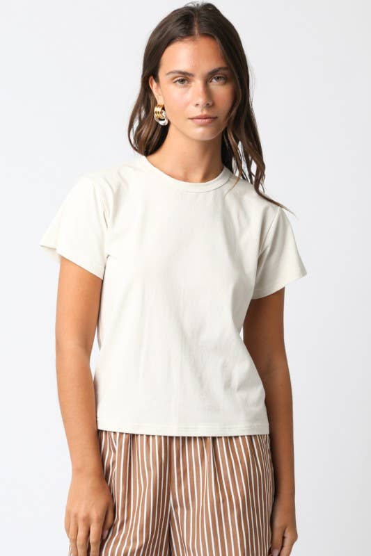 Olivaceous - Maia Classic Crewneck T-Shirt: White / Contemporary / M