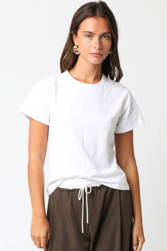 Olivaceous - Maia Classic Crewneck T-Shirt: White / Contemporary / L