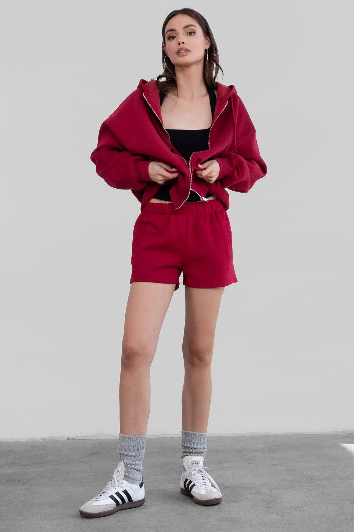 TICTOC - MOMO Plush Fleece Lounge High Waist Fleece Shorts: Blush / 3 SMALL 2 MEDIUM 1 LARGE